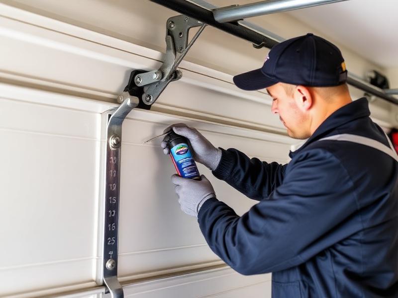 Professional garage door maintenance service with lubrication